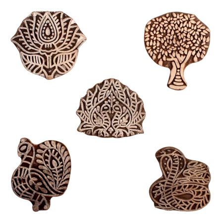 Set of 5 Piece New Mix Wooden Printing Block